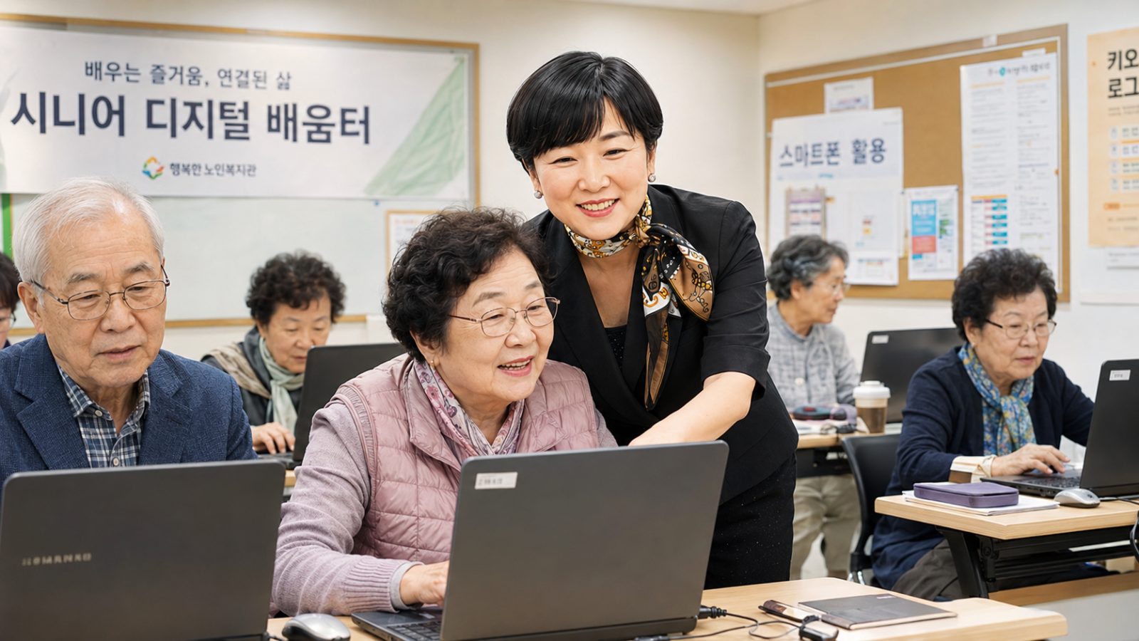노트북으로 자신의 캐릭터를 만드는 모습